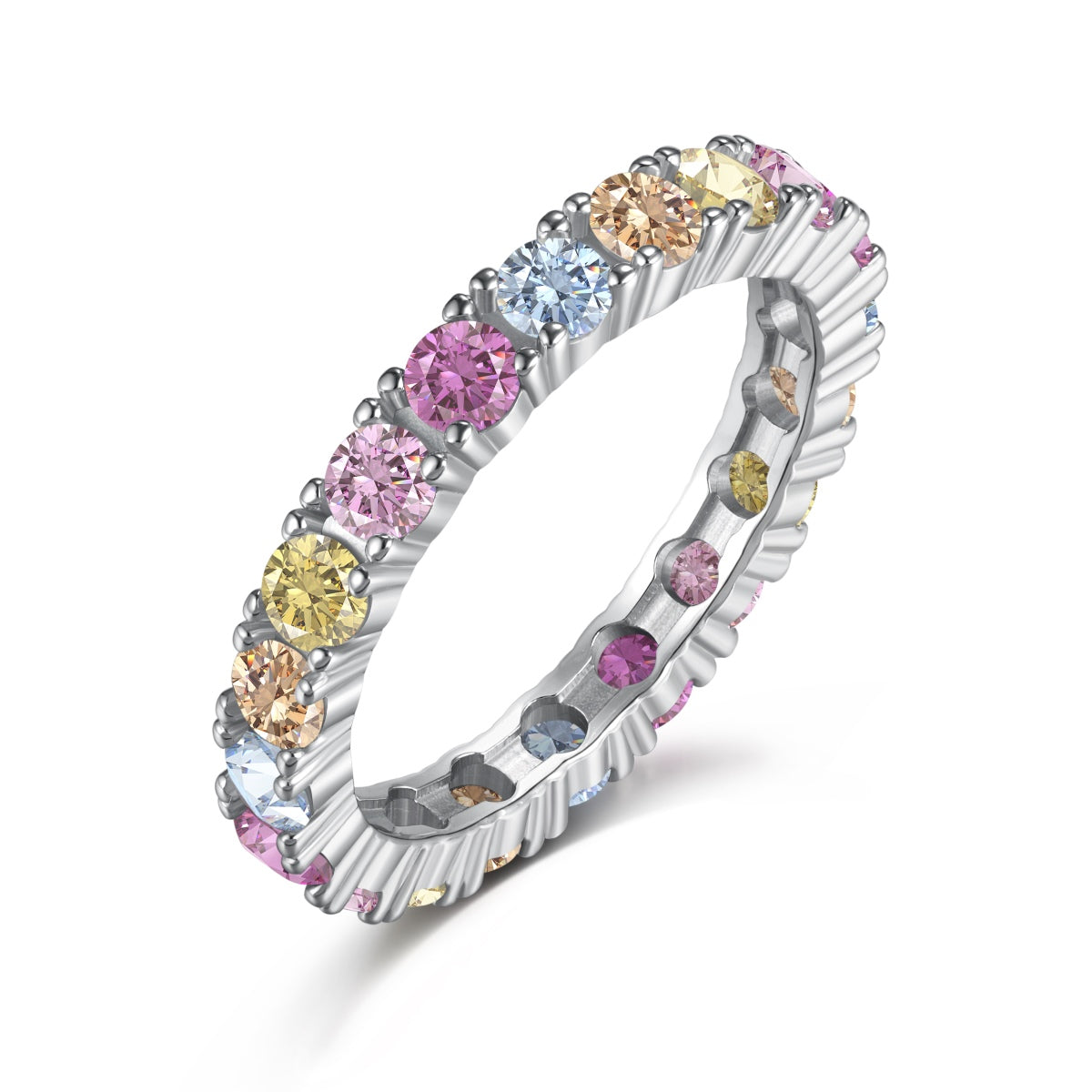 [Vivid Aurora]Dazzling Lustrous Round Cut Tennis Ring