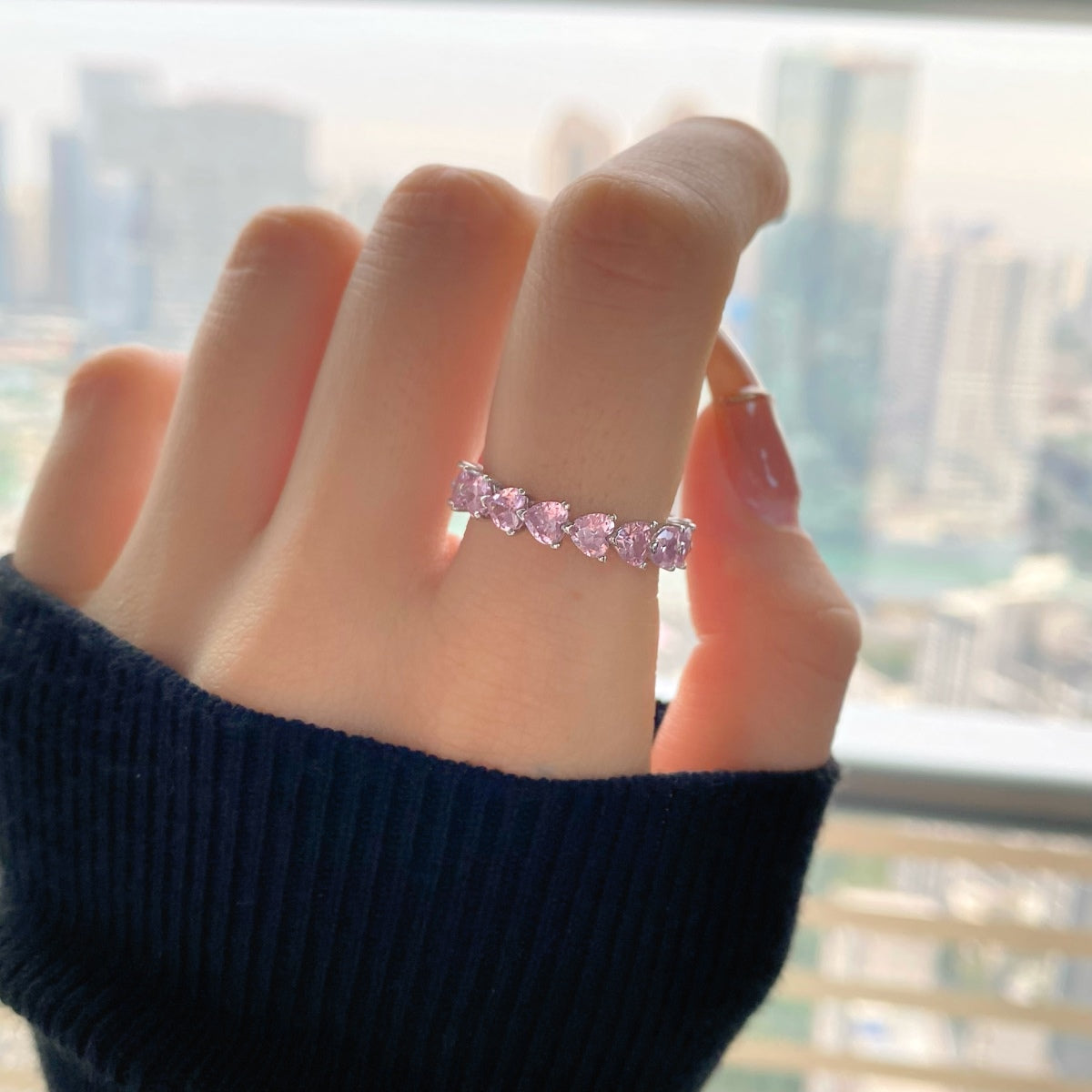 [Vivid Aurora]0.25 Carat Radiant Romance Heart Cut Lover Ring