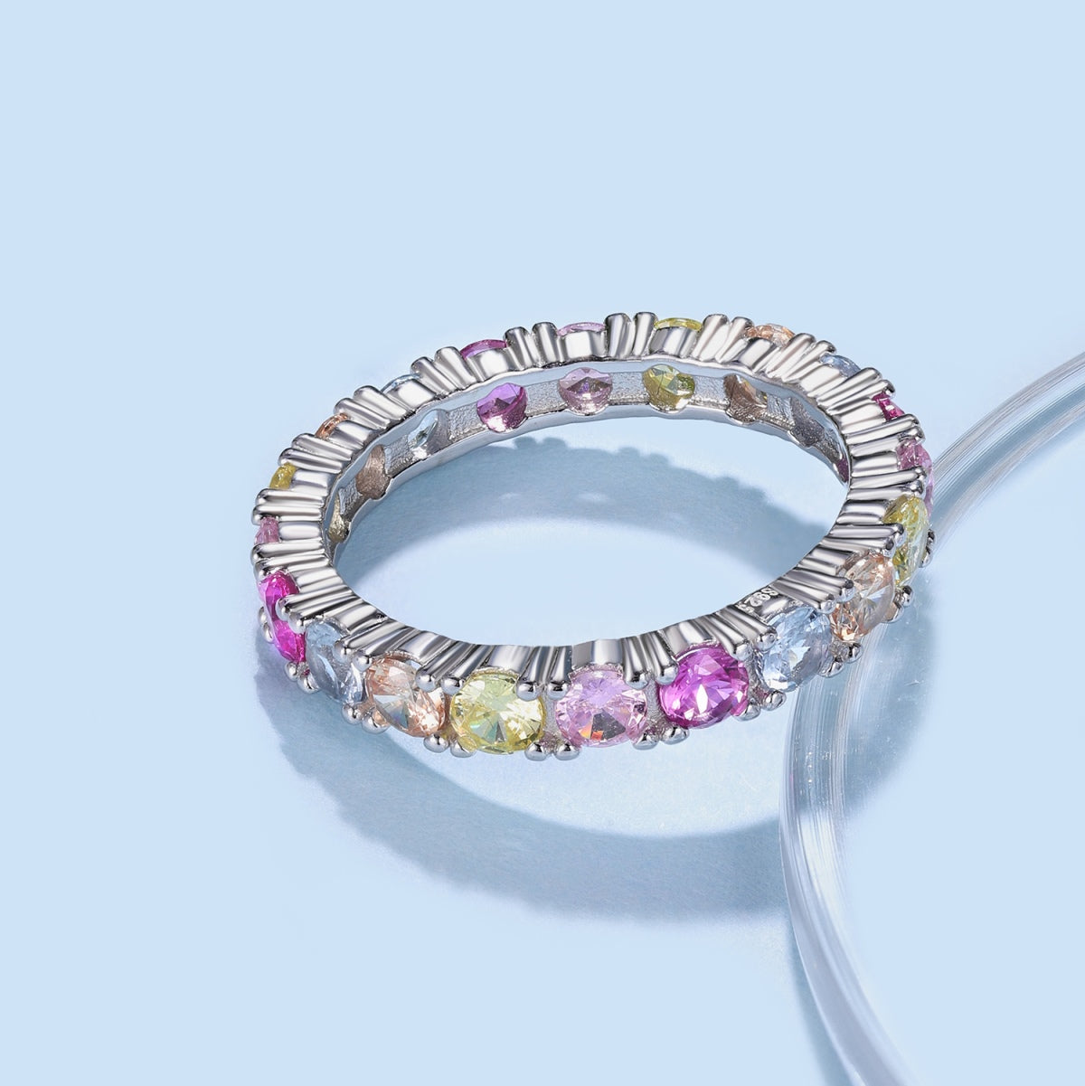 [Vivid Aurora]Dazzling Lustrous Round Cut Tennis Ring